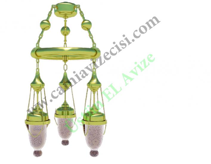 Klasik osmanlı model cami avizeleri 30 cm 3 ampullü