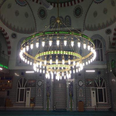 Sadrazam model Yesil Kabartma yazili cami avizesi 